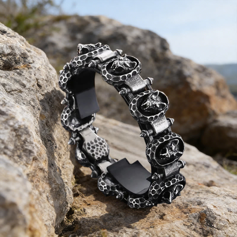 WorldNorse Wolf Head Scale Bracelet - Skull - image 0