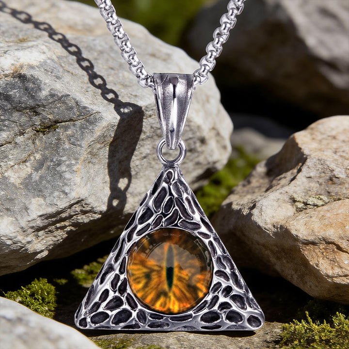 WorldNorse Triangle Dragon Eye Necklace - Yellow Triangle - image 3