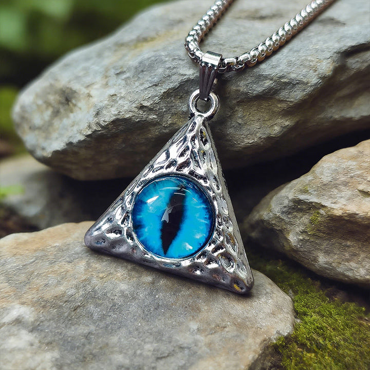 WorldNorse Triangle Dragon Eye Necklace - Blue Triangle - image 0