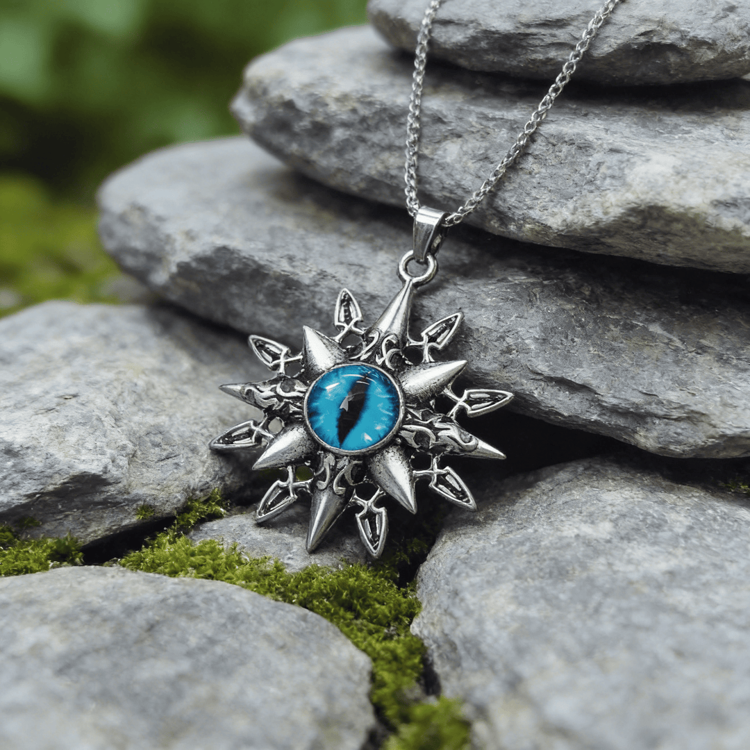 WorldNorse Triangle Dragon Eye Necklace - Blue Octagram - image 5