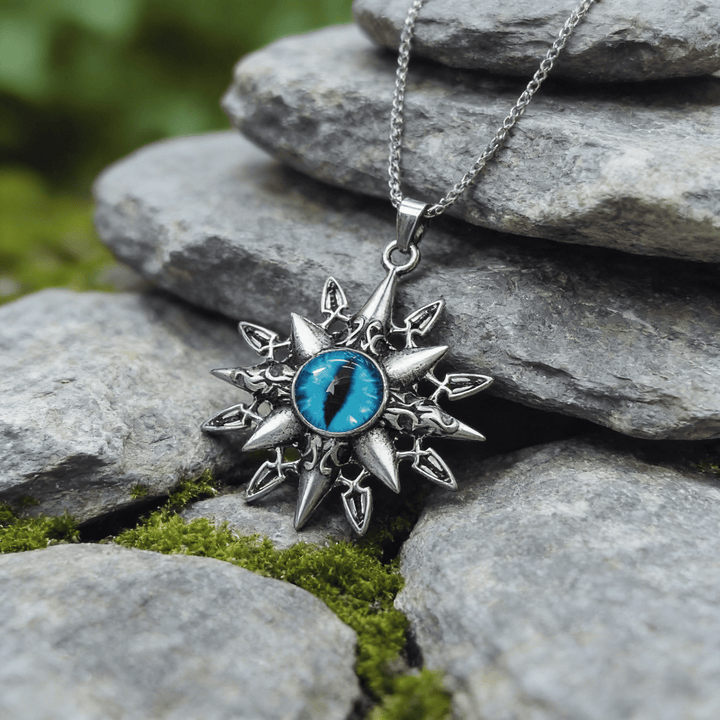 WorldNorse Triangle Dragon Eye Necklace - Blue Octagram - image 5