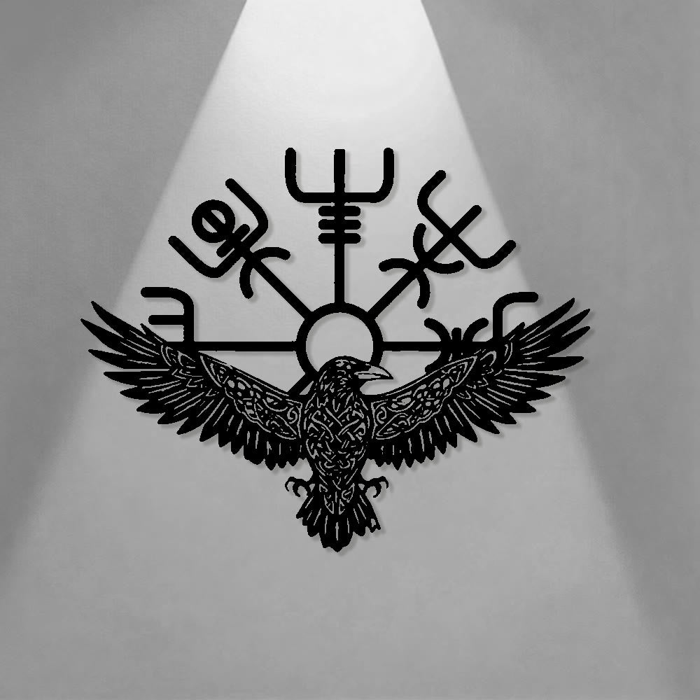 WorldNorse Raven Vegvisir Celtic Knot Metal Wall Decor - image 0