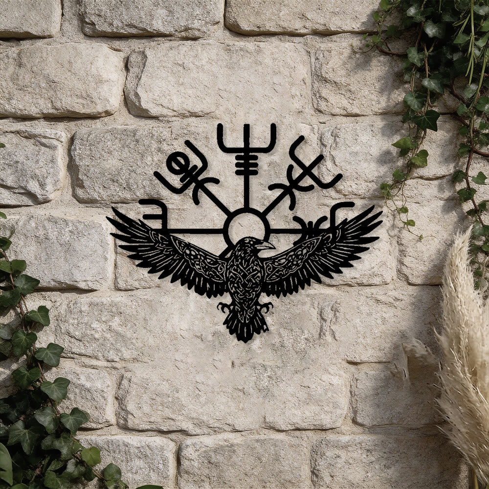WorldNorse Raven Vegvisir Celtic Knot Metal Wall Decor - image 4