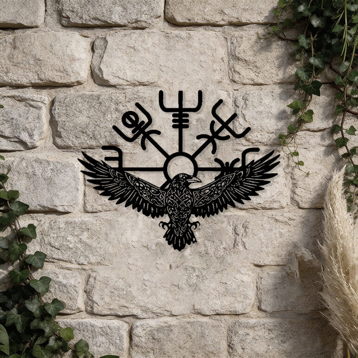 WorldNorse Raven Vegvisir Celtic Knot Metal Wall Decor - image 4