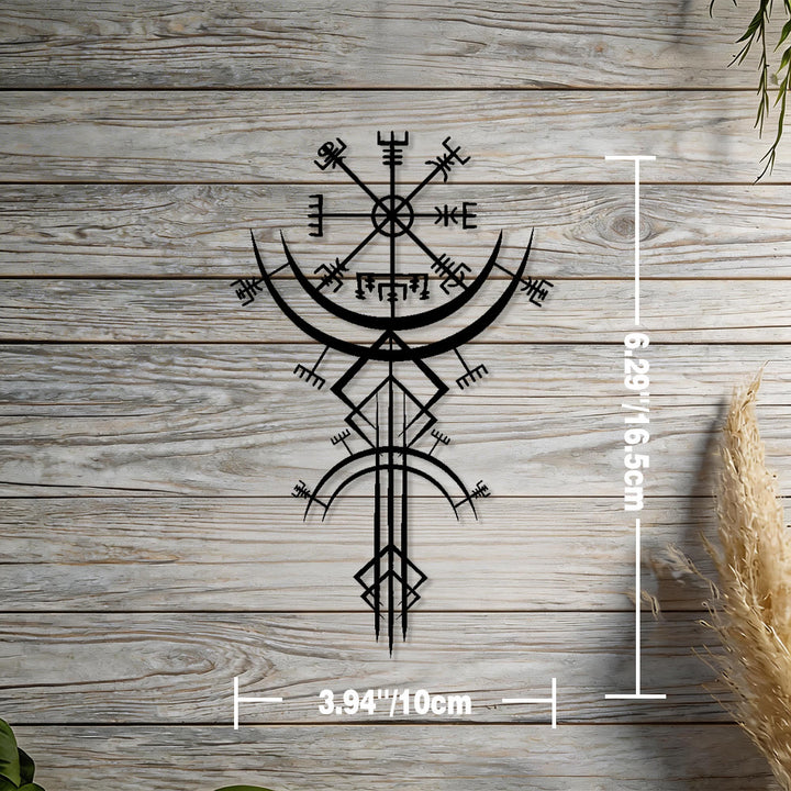 WorldNorse Vegvisir Compass Spear Metal Wall Decor - Black - 3.94''*6.50''/10*16.5cm - image 1