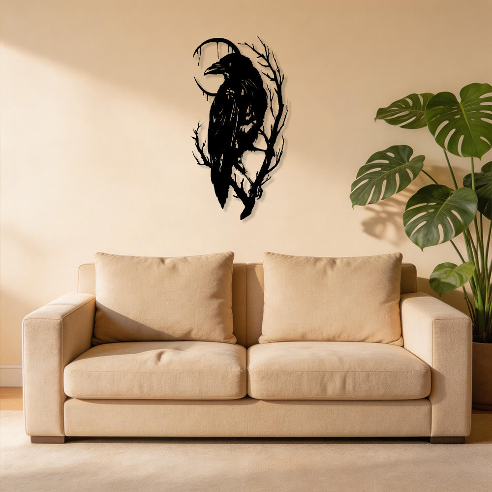 WorldNorse Viking Raven Crescent Branch Metal Wall Decor - image 5