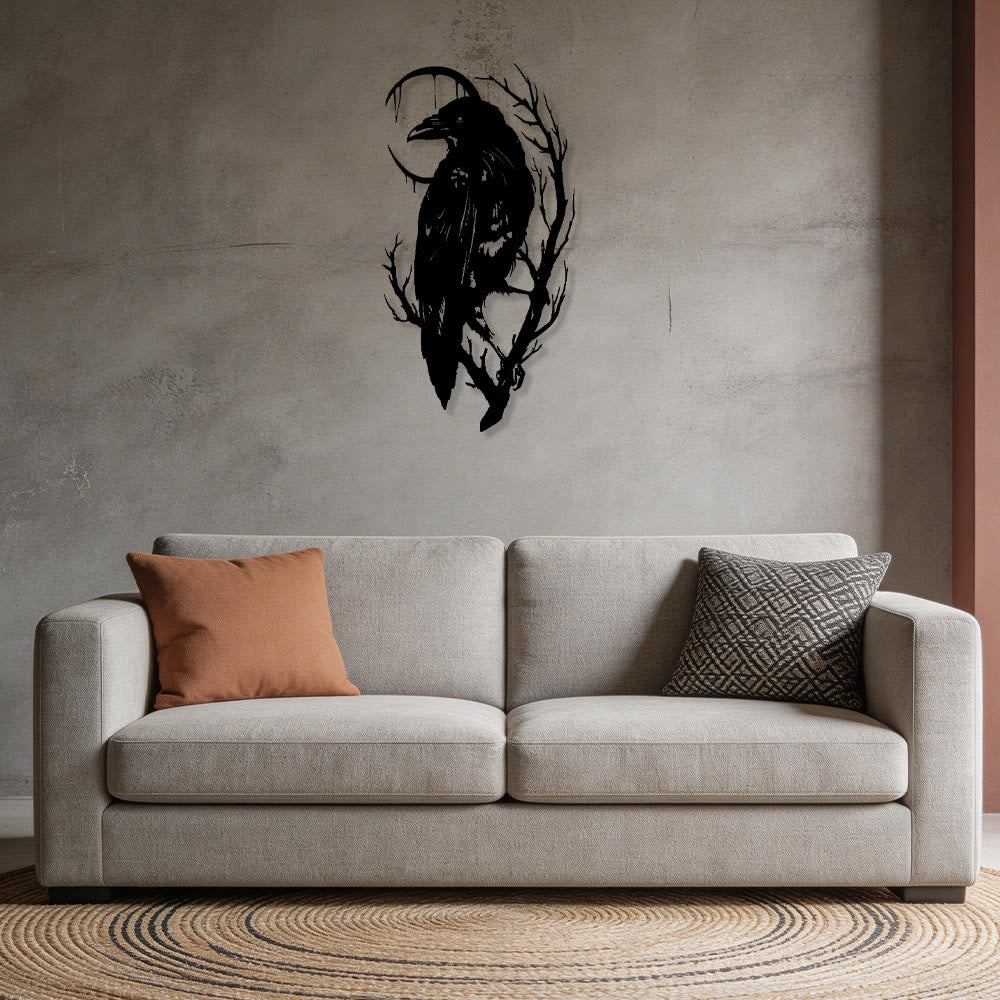 WorldNorse Viking Raven Crescent Branch Metal Wall Decor - image 6