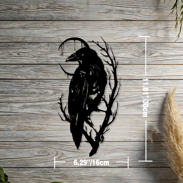 WorldNorse Viking Raven Crescent Branch Metal Wall Decor - Black - 6.29''*11.81''/16*30cm - image 2