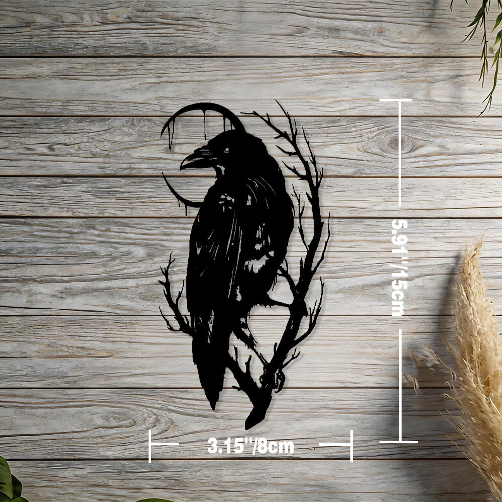 WorldNorse Viking Raven Crescent Branch Metal Wall Decor - Black - 3.15''*5.91''/8*15cm - image 1