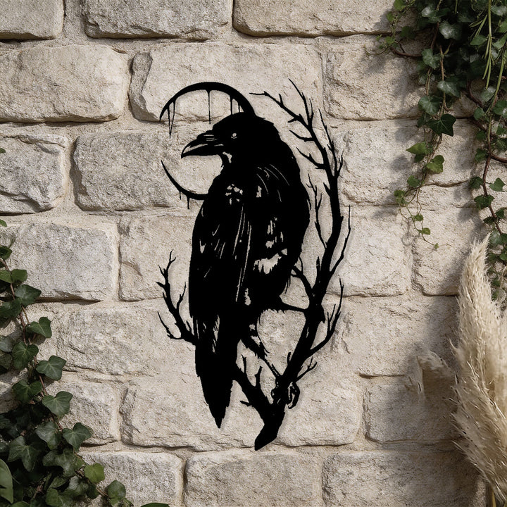WorldNorse Viking Raven Crescent Branch Metal Wall Decor - image 4