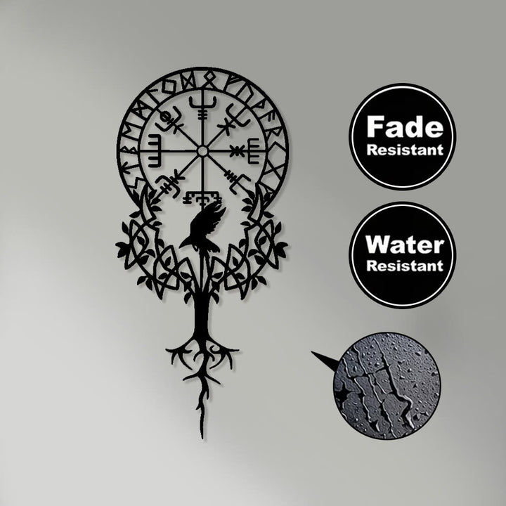 WorldNorse Viking Vegvisir Raven Yggdrasil Metal Wall Decor - image 3