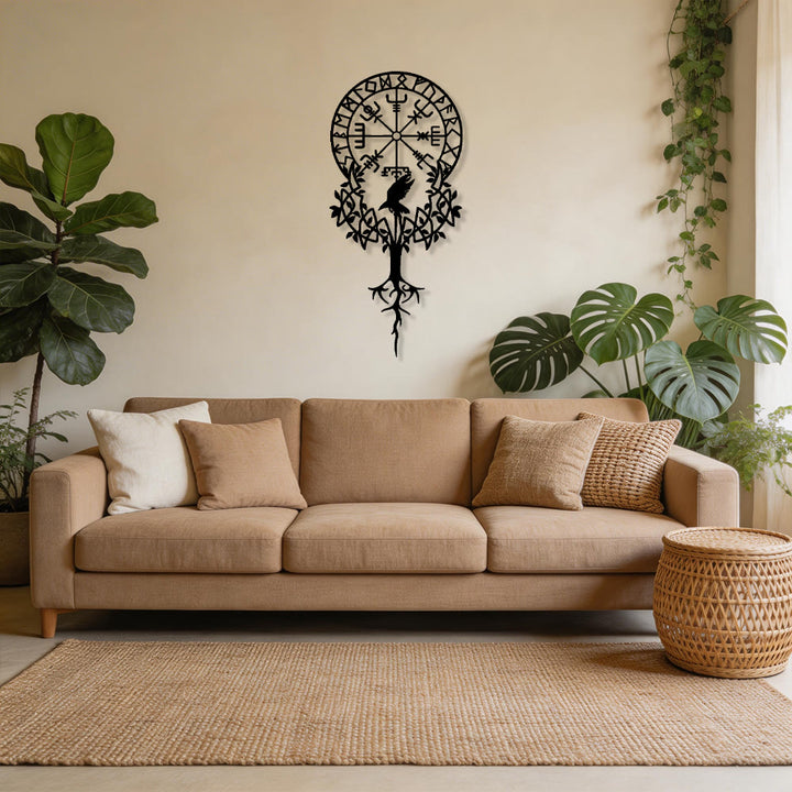WorldNorse Viking Vegvisir Raven Yggdrasil Metal Wall Decor - image 5