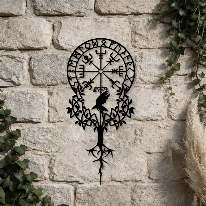 WorldNorse Viking Vegvisir Raven Yggdrasil Metal Wall Decor - image 4