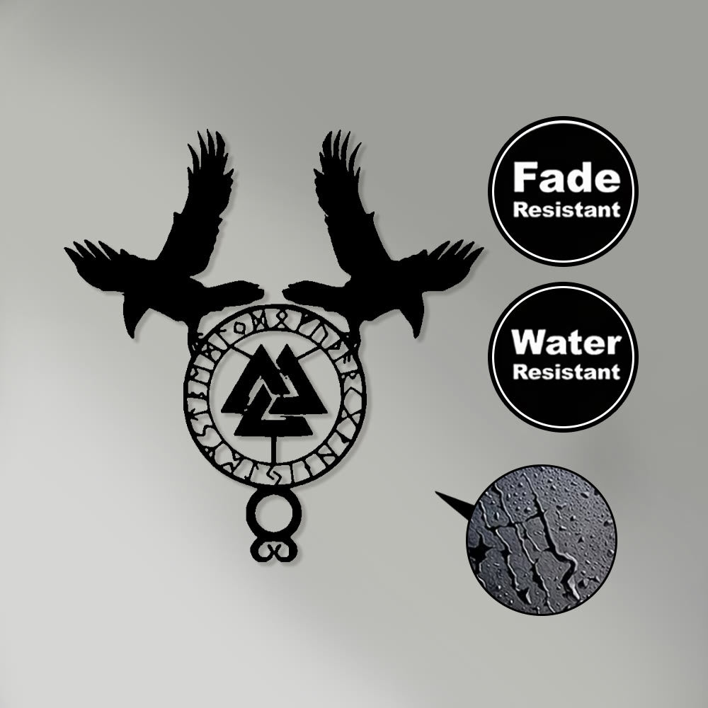 WorldNorse Viking Valknut Twin Ravens Rune Metal Wall Decor - image 3