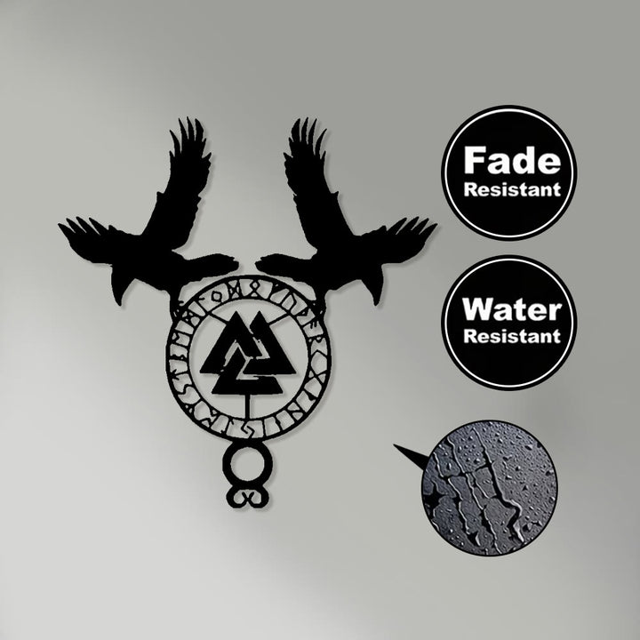 WorldNorse Viking Valknut Twin Ravens Rune Metal Wall Decor - image 3