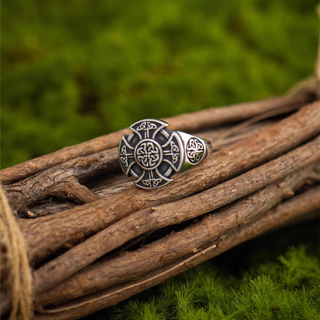 WorldNorse Vintage Celtic Knot Cross Adjustable Ring - image 2