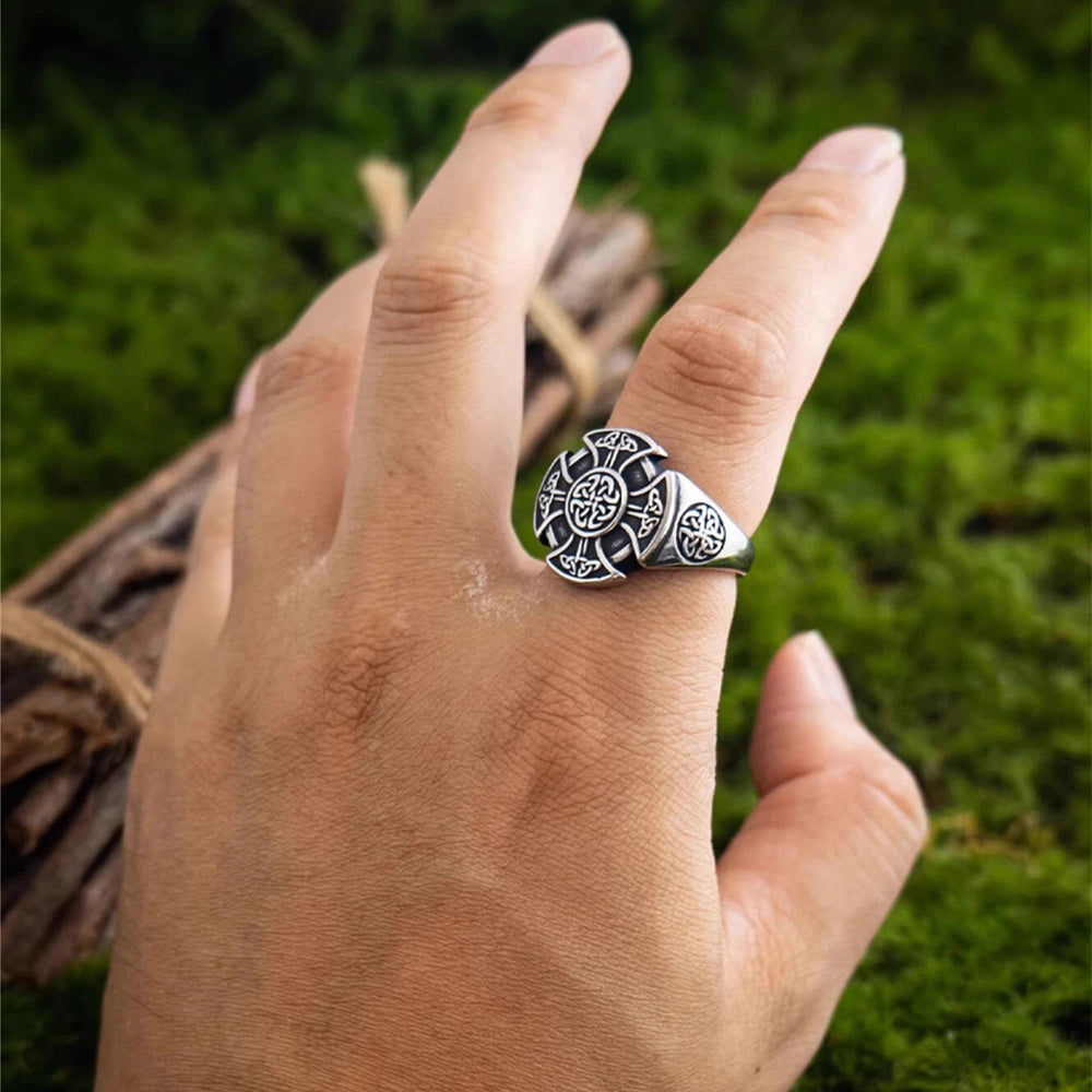 WorldNorse Vintage Celtic Knot Cross Adjustable Ring - image 1
