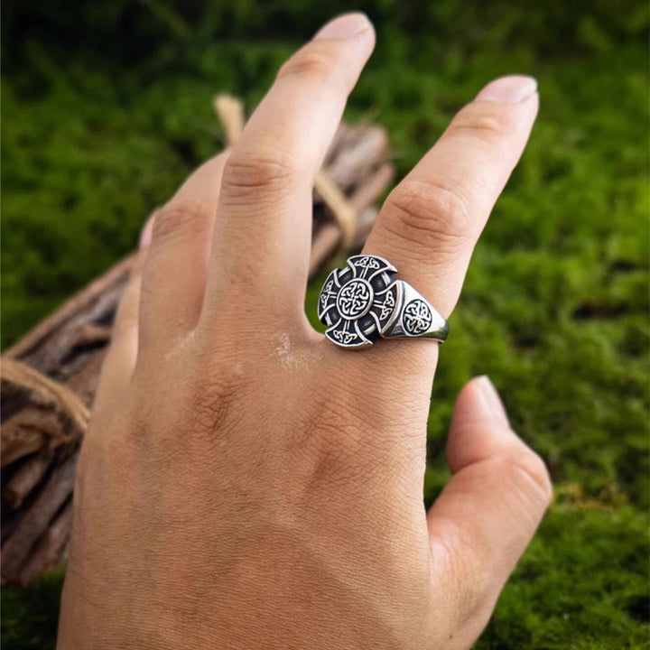 WorldNorse Vintage Celtic Knot Cross Adjustable Ring - image 1