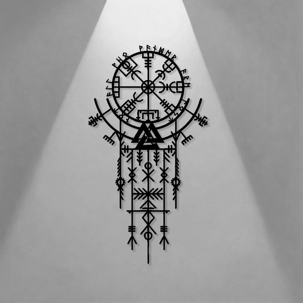 WorldNorse Norse Rune Compass Valknut Talisman Metal Wall Decor - image 0