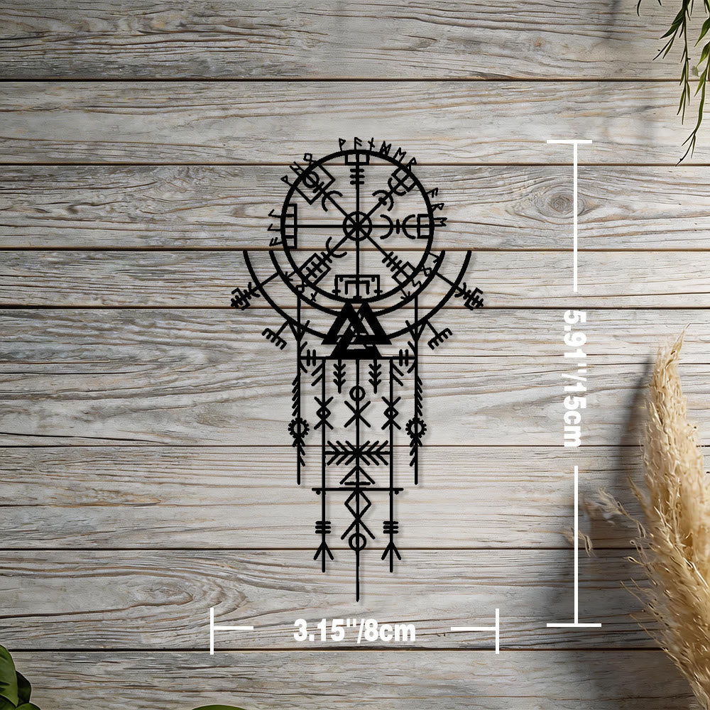 WorldNorse Norse Rune Compass Valknut Talisman Metal Wall Decor - Black - 3.15''*5.91''/8*15cm - image 1