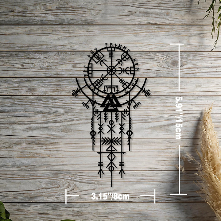 WorldNorse Norse Rune Compass Valknut Talisman Metal Wall Decor - Black - 3.15''*5.91''/8*15cm - image 1