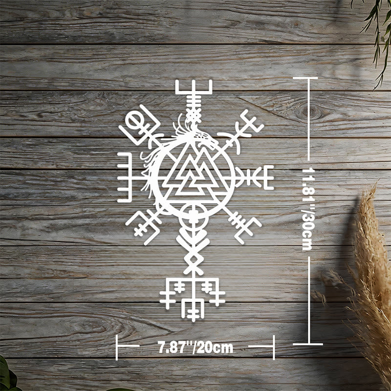 WorldNorse Viking Vegvisir Valknut Jormungandr Metal Wall Decor - Silver - 11.81''*7.87''/30*20cm - image 9