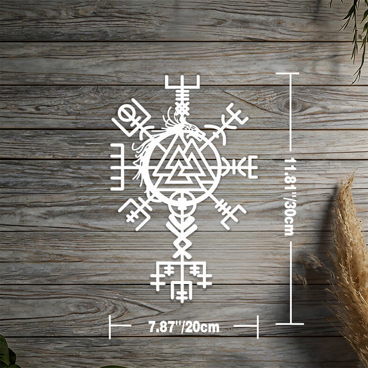 WorldNorse Viking Vegvisir Valknut Jormungandr Metal Wall Decor - Silver - 11.81''*7.87''/30*20cm - image 9