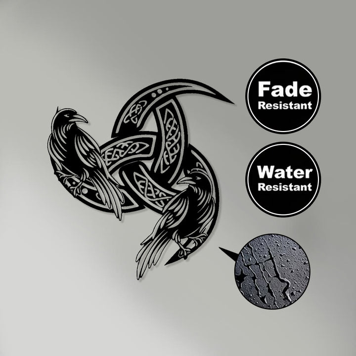 WorldNorse Viking Horned Twin Ravens Celtic Knot Metal Wall Decor - image 3
