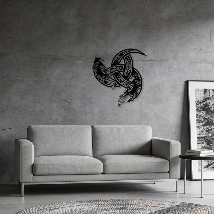 WorldNorse Viking Horned Twin Ravens Celtic Knot Metal Wall Decor - image 6