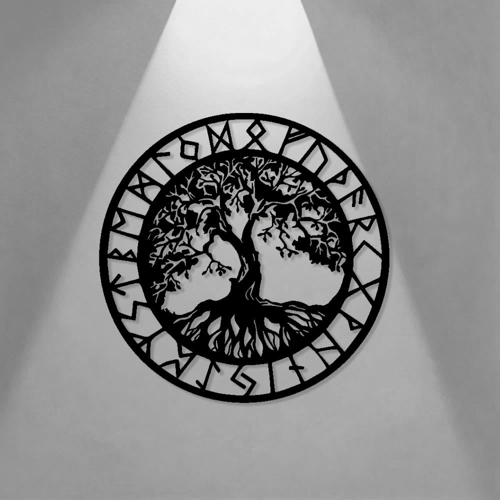 WorldNorse Tree of Life Rune Frame Metal Wall Decor - image 0