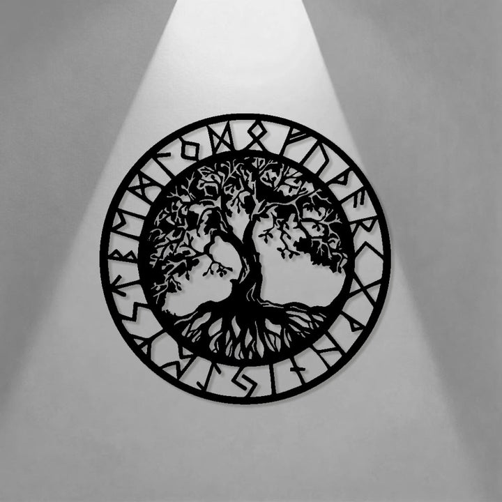 WorldNorse Tree of Life Rune Frame Metal Wall Decor - image 0