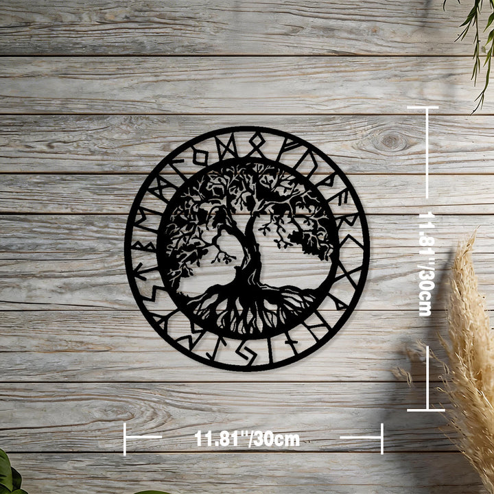 WorldNorse Tree of Life Rune Frame Metal Wall Decor - Black - 11.81''*11.81''/30*30cm - image 1