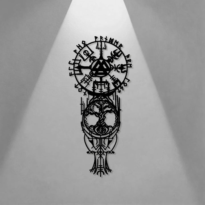 WorldNorse Vegvisir Valknut Yggdrasil Totem Metal Wall Decor - image 0
