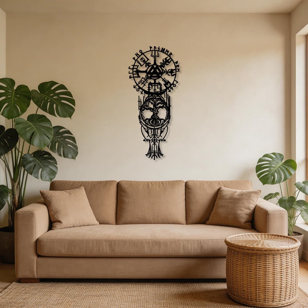 WorldNorse Vegvisir Valknut Yggdrasil Totem Metal Wall Decor - image 5