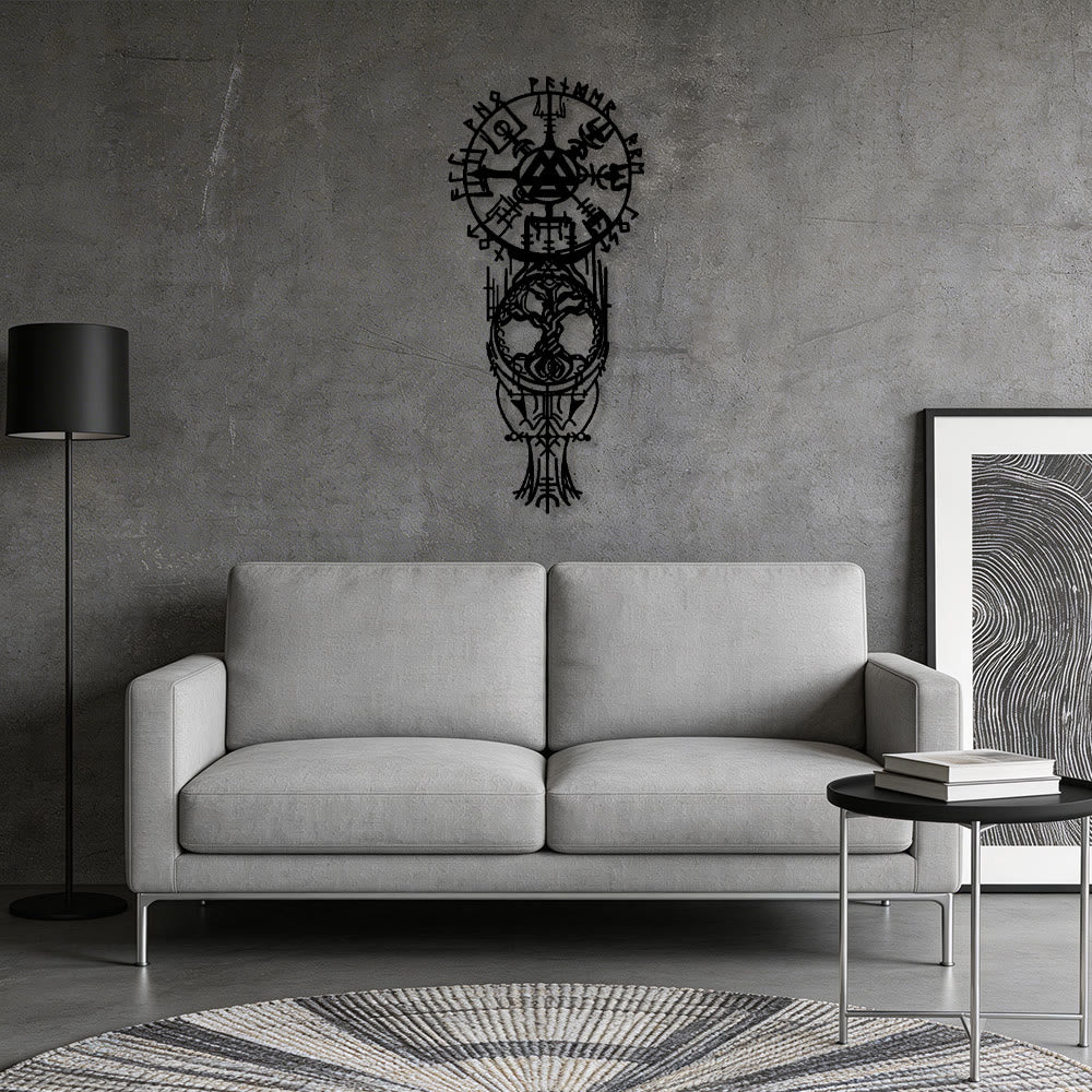 WorldNorse Vegvisir Valknut Yggdrasil Totem Metal Wall Decor - image 6