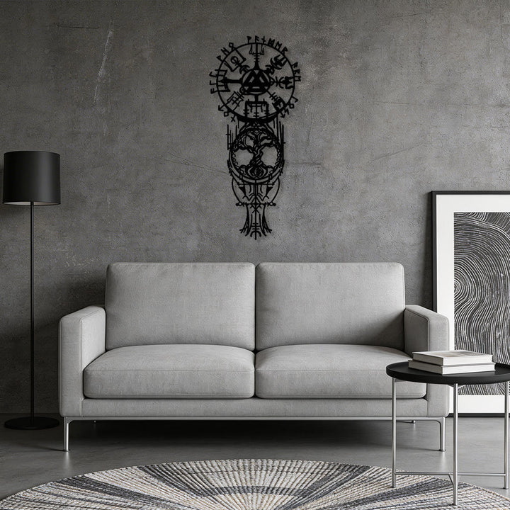 WorldNorse Vegvisir Valknut Yggdrasil Totem Metal Wall Decor - image 6