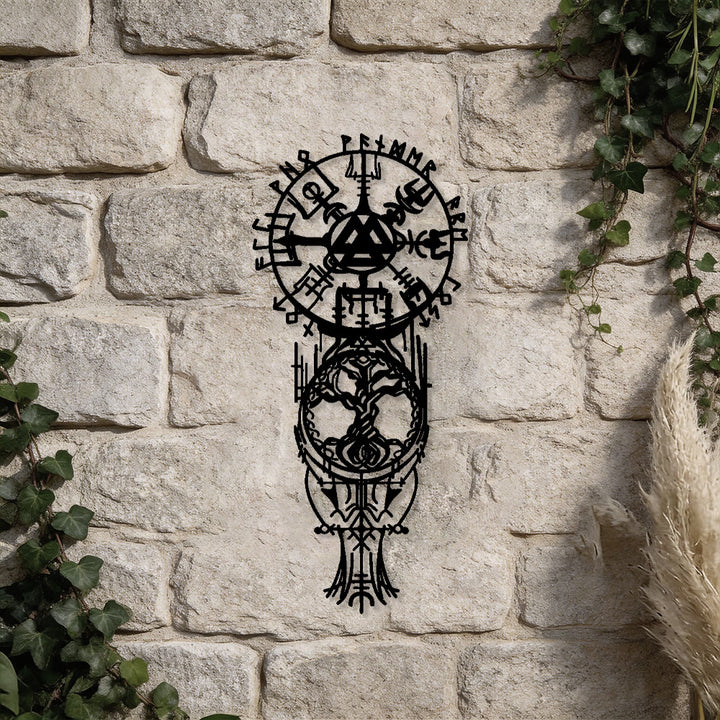 WorldNorse Vegvisir Valknut Yggdrasil Totem Metal Wall Decor - image 4