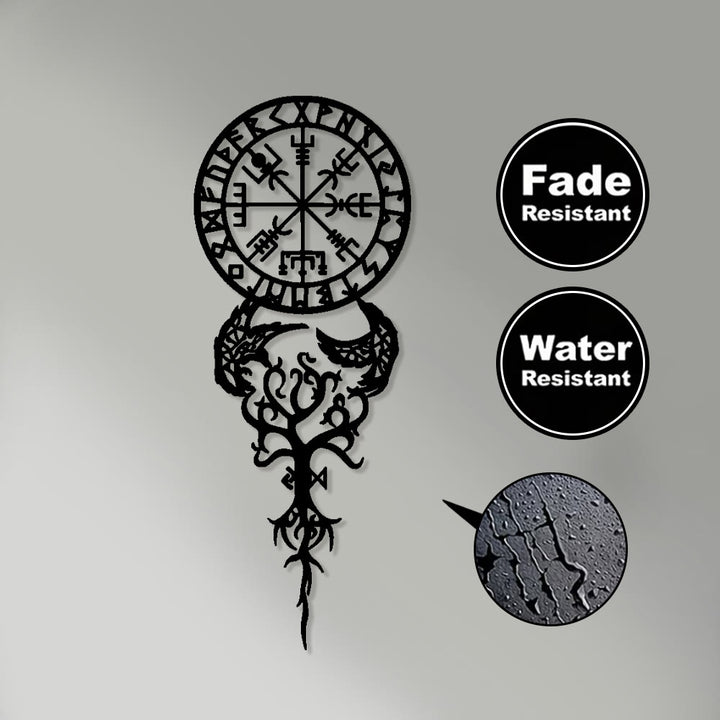 WorldNorse Odinic Compass Raven Yggdrasil Rune Metal Wall Decor - image 2