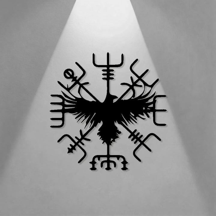 WorldNorse Viking Vegvisir Raven Metal Wall Decor - image 0