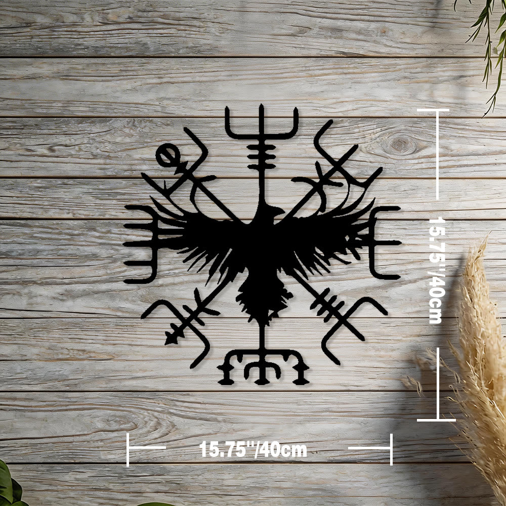 WorldNorse Viking Vegvisir Raven Metal Wall Decor - Black - 15.75''*15.75''/40*40cm - image 2