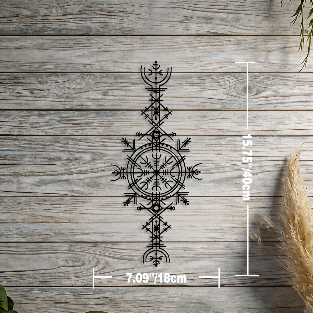 WorldNorse Vegvisir Helm of Awe Metal Wall Decor - Black - 7.09''*15.75''/18*40cm - image 2