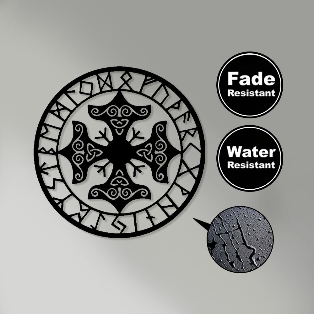 Decayed Cross Rune WorldNorse Triquetra Rune Circle Metal Wall Decor - Viking Knot Wall ...