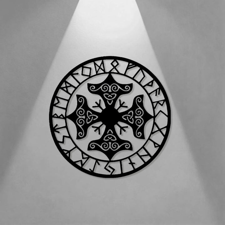 WorldNorse Triquetra Knot Cross Rune Circle Metal Wall Decor - image 0