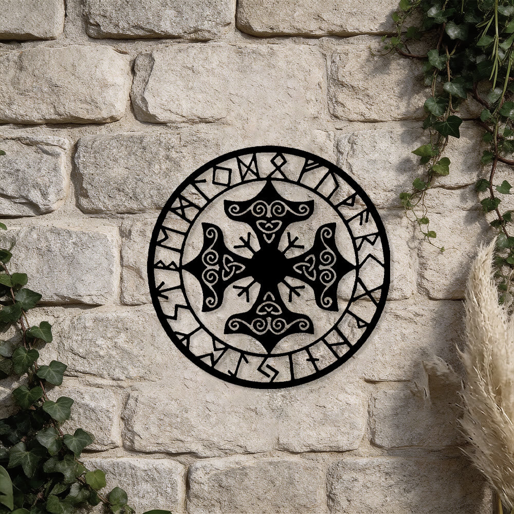 WorldNorse Triquetra Knot Cross Rune Circle Metal Wall Decor - image 4