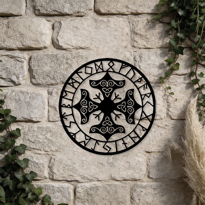 WorldNorse Triquetra Knot Cross Rune Circle Metal Wall Decor - image 4