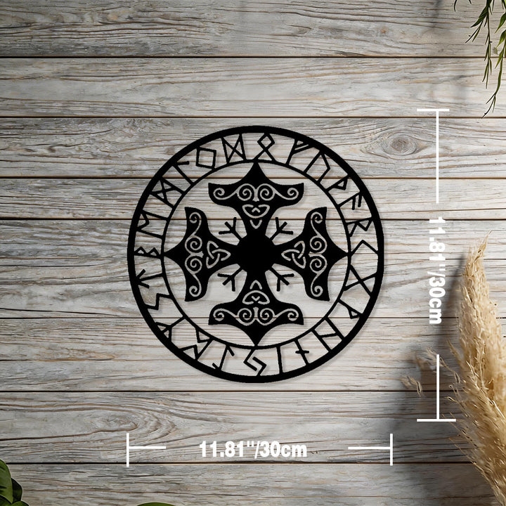 WorldNorse Triquetra Knot Cross Rune Circle Metal Wall Decor - Black - 11.81''*11.81''/30*30cm - image 1