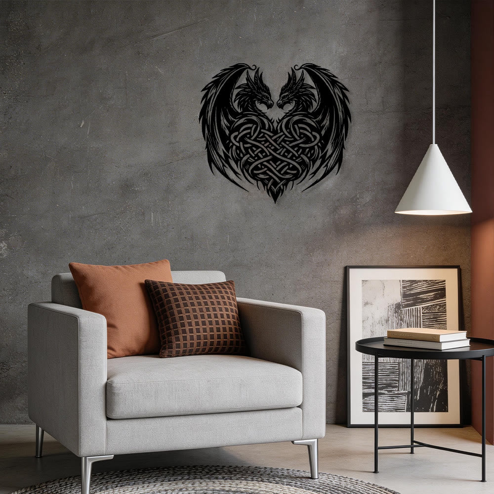 WorldNorse Twin Dragons Celtic Knot Heart Metal Wall Decor - image 6