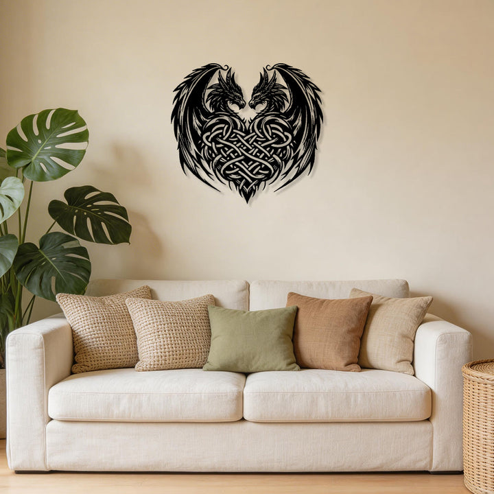 WorldNorse Twin Dragons Celtic Knot Heart Metal Wall Decor - image 5