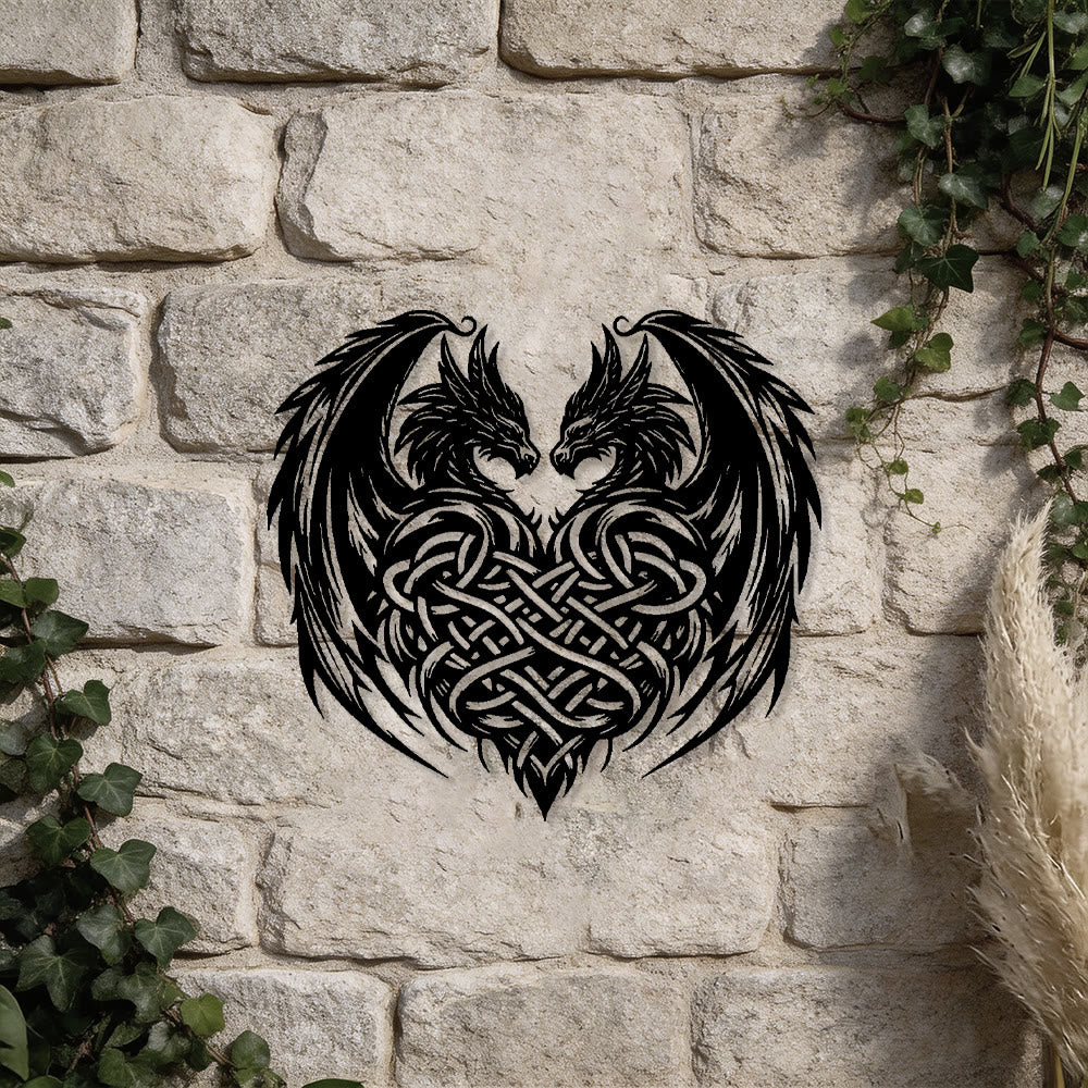 WorldNorse Twin Dragons Celtic Knot Heart Metal Wall Decor - image 4