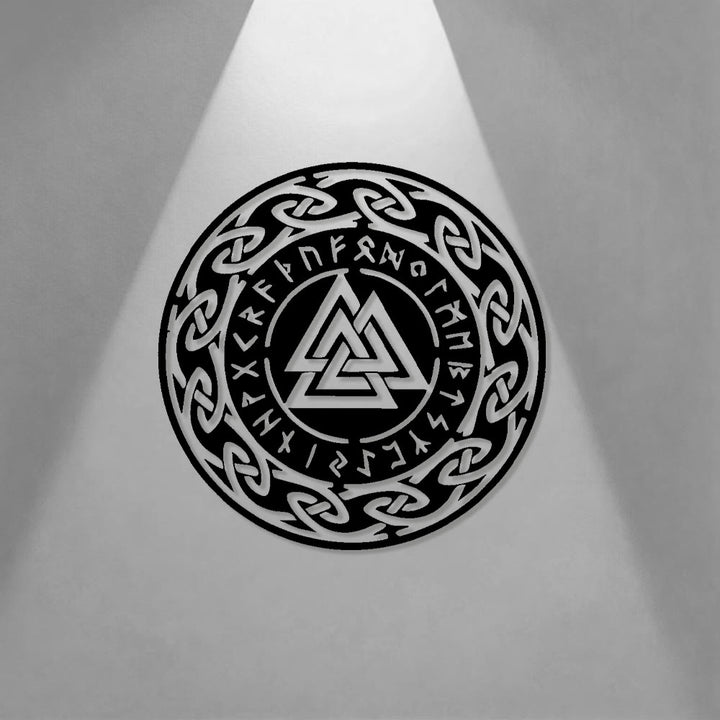 WorldNorse Valknut Celtic Knot Rune Circle Metal Wall Decor - image 0